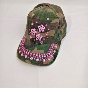 Embellished Baseball Cap Upcycled Camo Hat